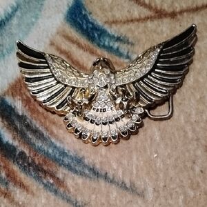 Source Unknown Gold and Silver Eagle Belt Buckle